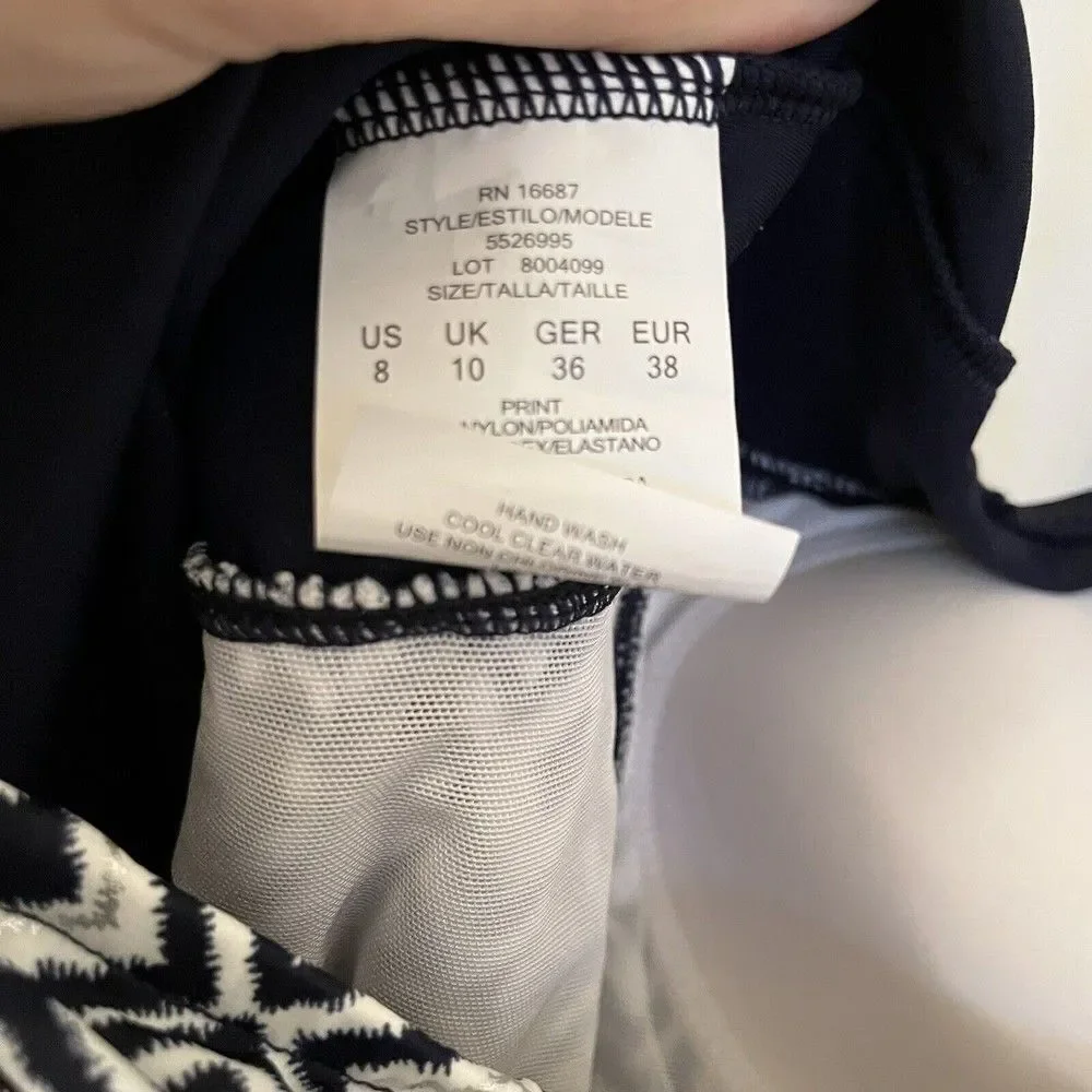 Swim Solutions Skirted Skater Swimsuit Swimdress Navy Blue Women's Size 8 NWT - Picture 7 of 11